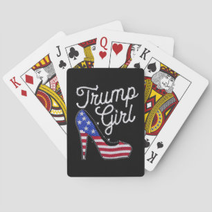 Trump Mädchen High Heel Amerikanische Flagge Bling Spielkarten