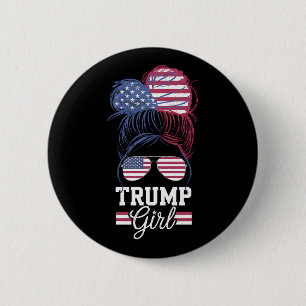 Trump Mädchen Unordentlicher Dutt USA 47 Präsident Button