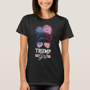 Trump Mädchen Unordentlicher Dutt USA 47 Präsident T-Shirt