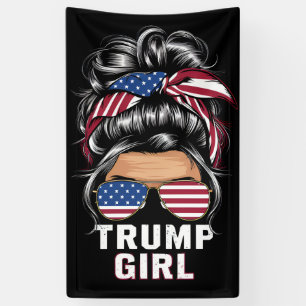 Trump Mädchen Unordentlicher Dutt USA-Flagge Trump Banner