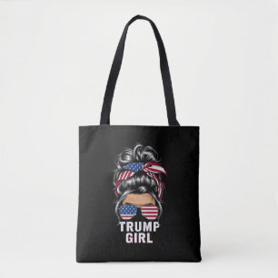 Trump Mädchen Unordentlicher Dutt USA-Flagge Trump Tasche