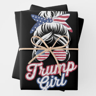 Trump Mädchen Unordentlicher Dutt Vintage USA Amer Geschenkpapier Set