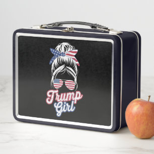 Trump Mädchen Unordentlicher Dutt Vintage USA Amer Metall Brotdose