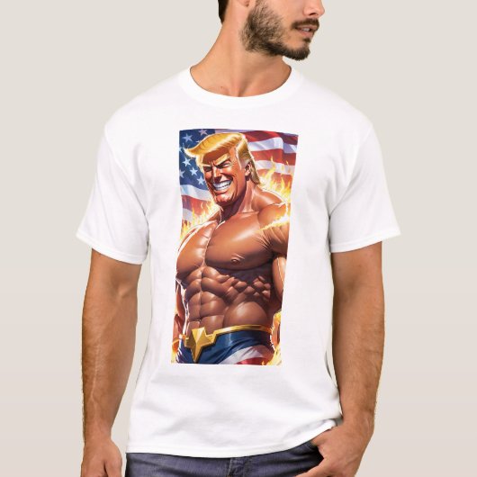Trump MAGA 2024 amerikanischer Superheld T-Shirt (Vorderseite)