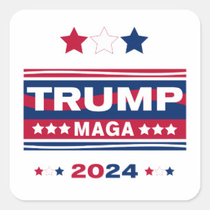 TRUMP~MAGA~2024 QUADRATISCHER AUFKLEBER