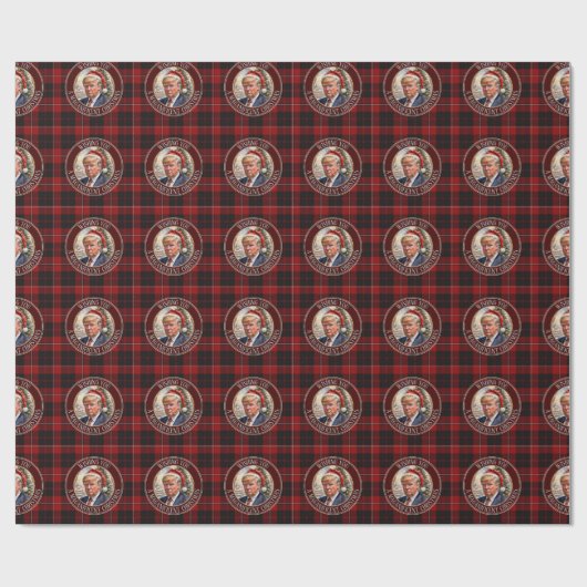 Trump MAGA Christmas Cunningham Tartan Buffalo Geschenkpapier (Flach)