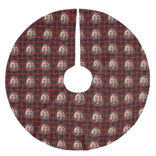 Trump MAGA Christmas Cunningham Tartan Buffalo Polyester Weihnachtsbaumdecke (Vorderseite)