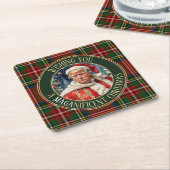 Trump MAGA Christmas Royal Stewart Tartan Kariert Rechteckiger Pappuntersetzer (angewinkelt)