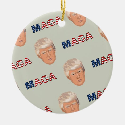 Trump MAGA Pattern Keramik Ornament (Vorne)