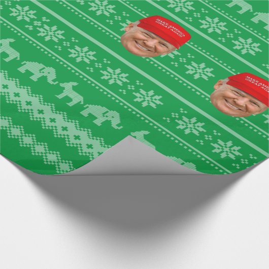 TRUMP MAGA Weihnachten Geschenkpapier (Ecke)