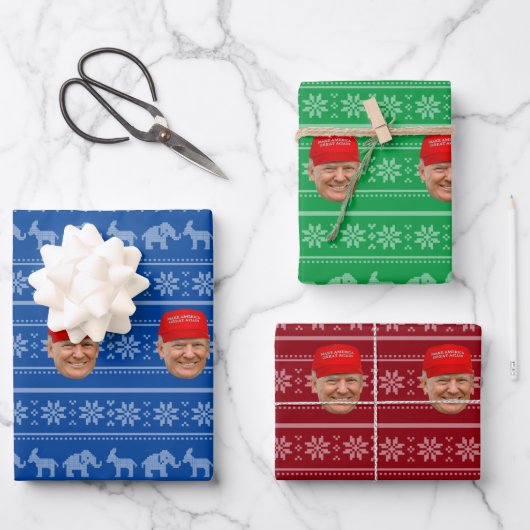 TRUMP MAGA Weihnachten Geschenkpapier Set (Vorderseite)