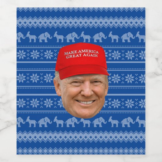 TRUMP MAGA Weihnachten Weinetikett (Einzelnes Label)