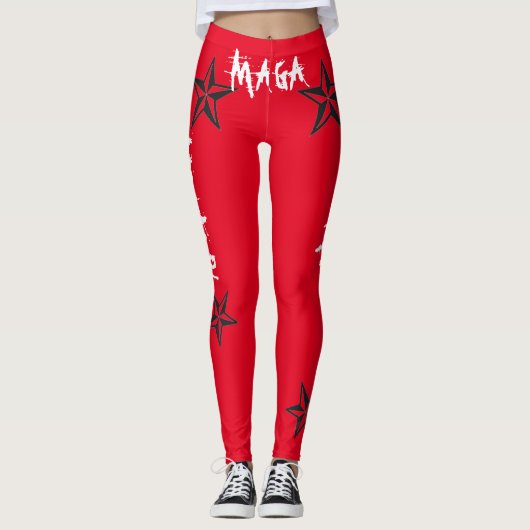 TRUMP! MAGA! WELCHEN SPRITZER SCHRIFTART, ROT, WHT LEGGINGS (Vorderseite)