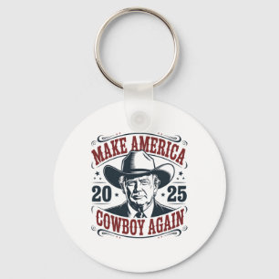 Trump Make America 2025 Cowboy Again Lustig Vintag Schlüsselanhänger