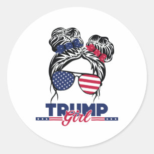 Trump Mama Einweihung Tag 2025 Messy Bun American Runder Aufkleber
