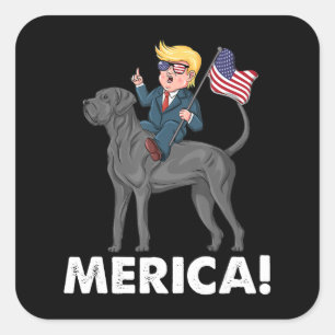 Trump Merica Great Dane Dog American Hero 4. Quadratischer Aufkleber