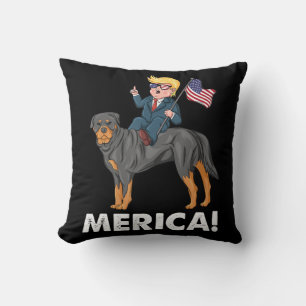Trump Merica Rottweiler Dog American Hero Kissen