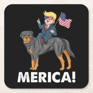 Trump Merica Rottweiler Dog American Hero Rechteckiger Pappuntersetzer