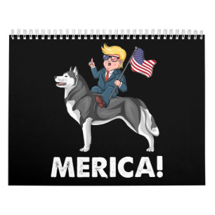 Trump Merica Siberischer Husky Hund amerikanischer Kalender