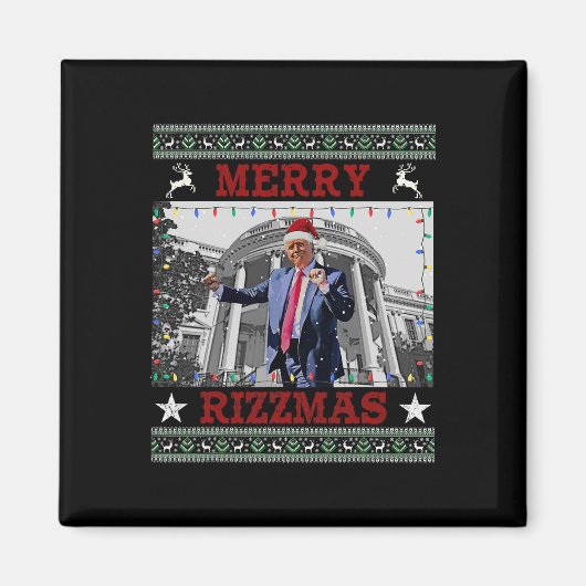 Trump Merrry Rizzmas Funny Humour Trump Dance Ch Magnet (Vorne)