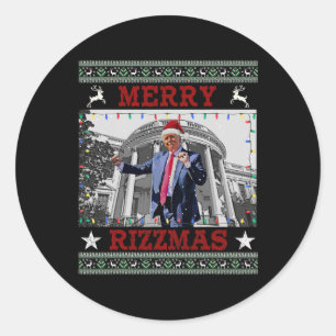 Trump Merrry Rizzmas Funny Humour Trump Dance Ch Runder Aufkleber