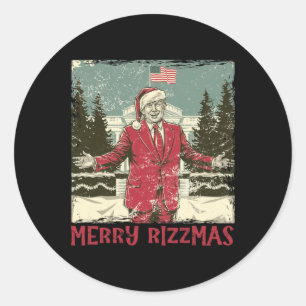 Trump Merry Rizzmas Funny Humour Trump Tance Chr Runder Aufkleber