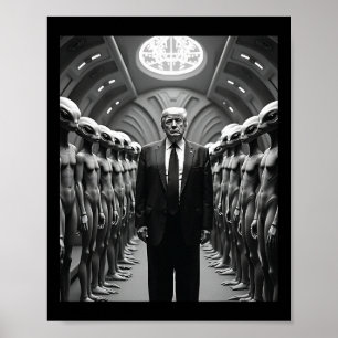 Trump mit Außerirdischen-Verschwörungstheorie-Ufo- Poster