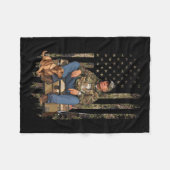 Trump mit der Hundepuppe führt Camouflage der Jagd Fleecedecke (Vorderseite (Horizontal))