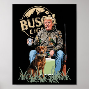 Trump mit der Hundepuppe führt Camouflage der Jagd Poster