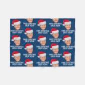 Trump mit Weihnachtsmannmütze - Weihnachten wieder Fleecedecke (Vorderseite (Horizontal))