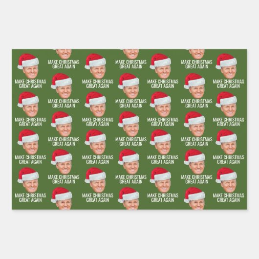 Trump mit Weihnachtsmannmütze - Weihnachten wieder Geschenkpapier Set (Vorderseite 2)