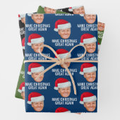 Trump mit Weihnachtsmannmütze - Weihnachten wieder Geschenkpapier Set (Beispiel)