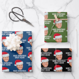 Trump mit Weihnachtsmannmütze - Weihnachten wieder Geschenkpapier Set