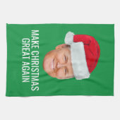 Trump mit Weihnachtsmannmütze - Weihnachten wieder Geschirrtuch (Horizontal)