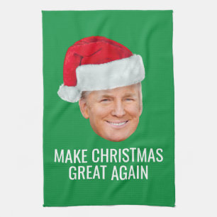 Trump mit Weihnachtsmannmütze - Weihnachten wieder Geschirrtuch