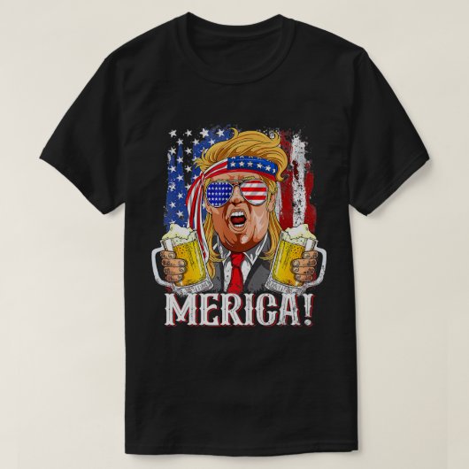 Trump Mullet 4. Juli USA Flag Merica T-Shirt (Design vorne)