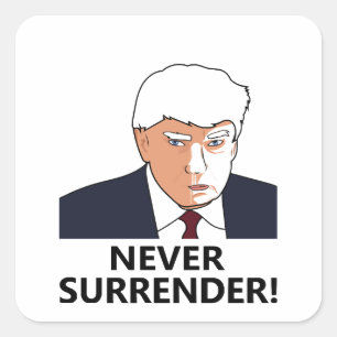 Trump Niemals Aufgeben Mug Shot Quadratischer Aufkleber