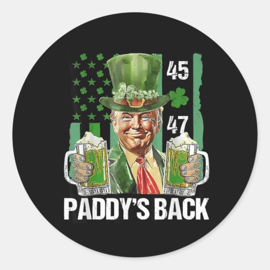Trump Paddys Back 45 47 St Patricks Da Runder Aufkleber (Vorderseite)