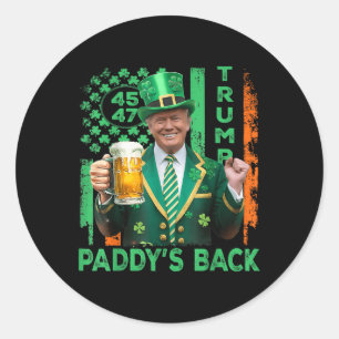 Trump Paddys Back 45 47 St Patricks Day Usa Runder Aufkleber
