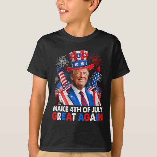 Trump Patriotic Feuerwerk macht 4. Juli Große AG T-Shirt (Vorderseite)