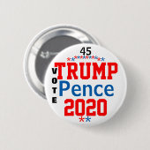 Trump Pence 2020 Red White Blue Button (Vorne & Hinten)