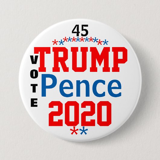 Trump Pence 2020 Red White Blue Button (Vorderseite)