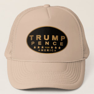 Trump Pence Gold Tone Oval Logo für Amerika 2016 Truckerkappe