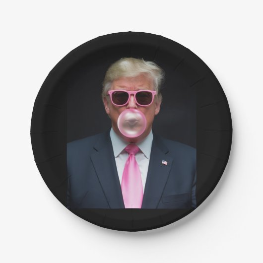 Trump Pink Bubble Gum Präsident 47 USA Pappteller (Vorderseite)