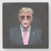 Trump Pink Bubble Gum Präsident 47 USA Steinuntersetzer (Vorderseite)