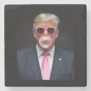 Trump Pink Kaugummi Präsident 47 USA Steinuntersetzer