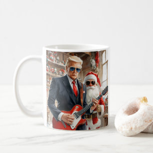 Trump Playing Electrical Guitar SANTA CLAUS Worksh Kaffeetasse