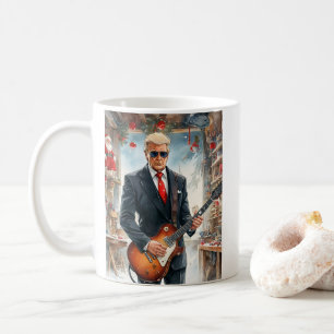 Trump Playing Electrical Guitar SANTA CLAUS Worksh Kaffeetasse