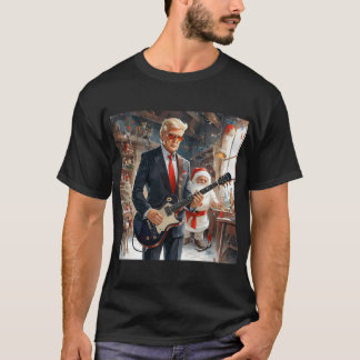 Trump Playing Electrical Guitar SANTA CLAUS Worksh T-Shirt