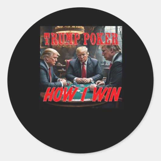 Trump-Poker Runder Aufkleber (Vorderseite)